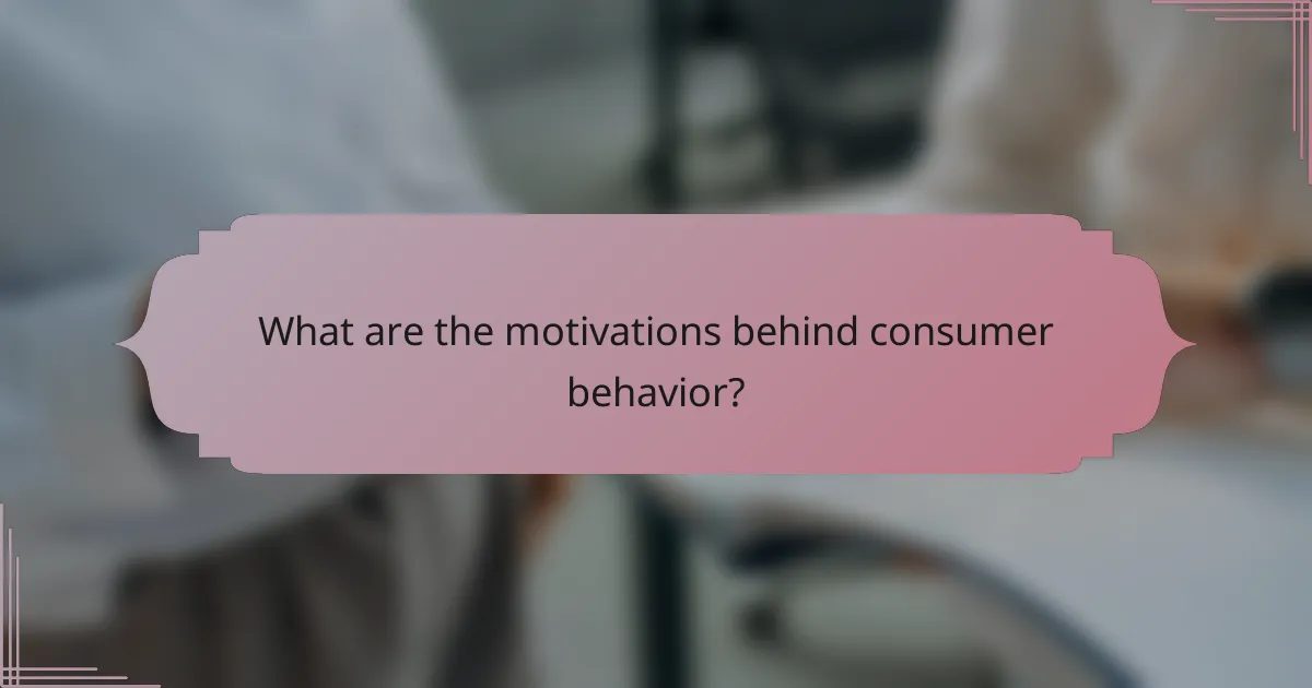 What are the motivations behind consumer behavior?